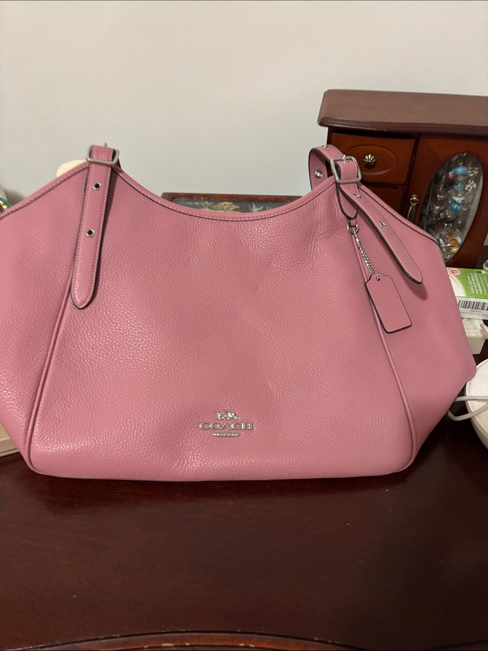 Coach Pink Pebbled Leather Shoulder Bag